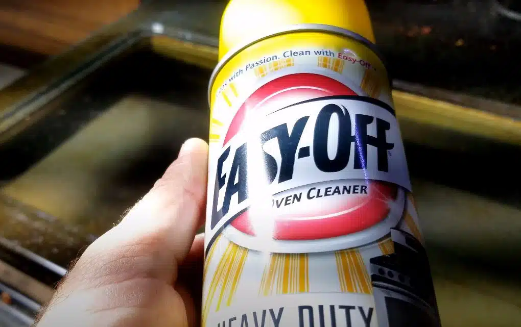 Easy off bam oven cleaner on a stove top