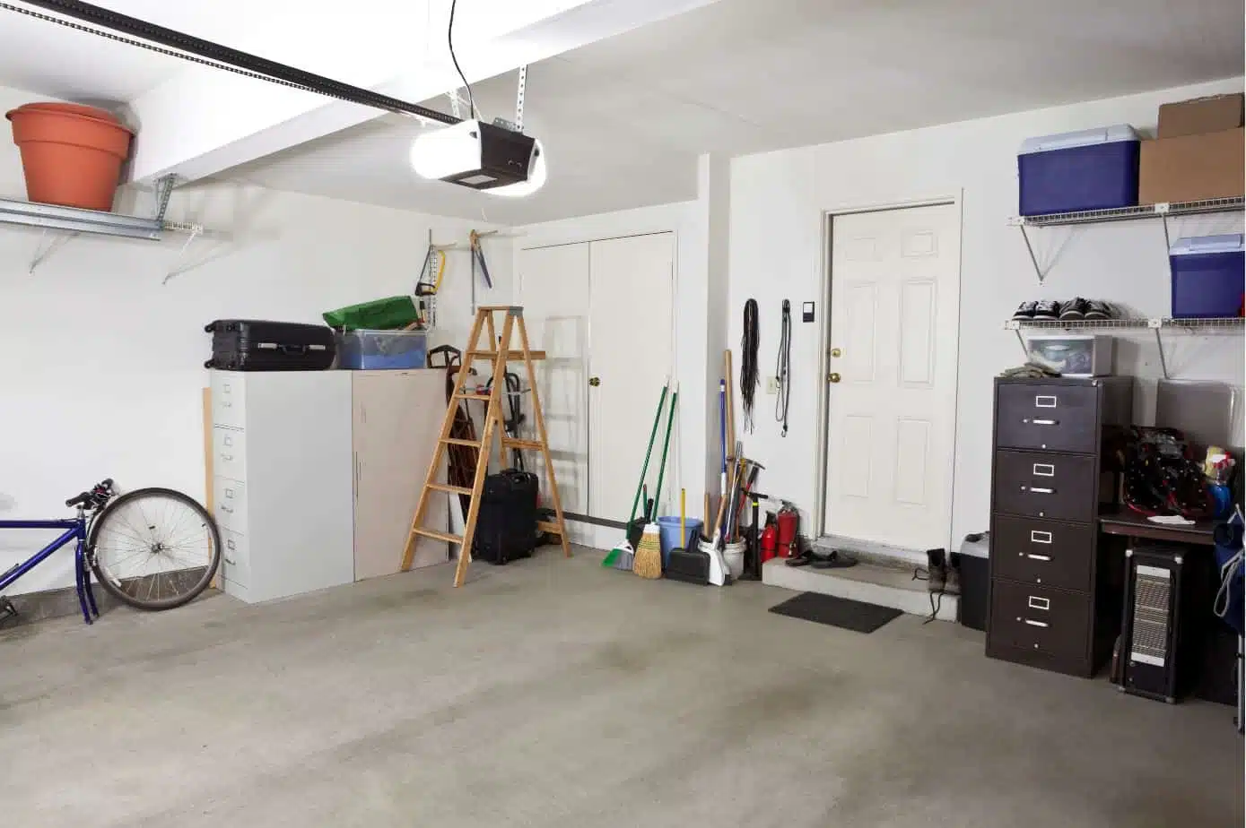 large garage with lots of storage space