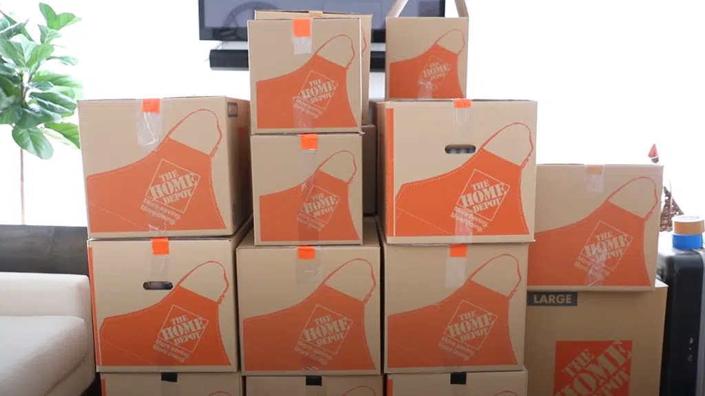 Moving boxes stacked on top of each other