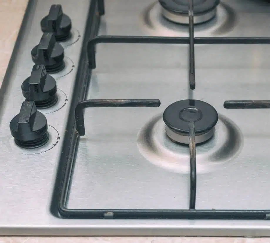 top view of rusted old stainless steel stove top